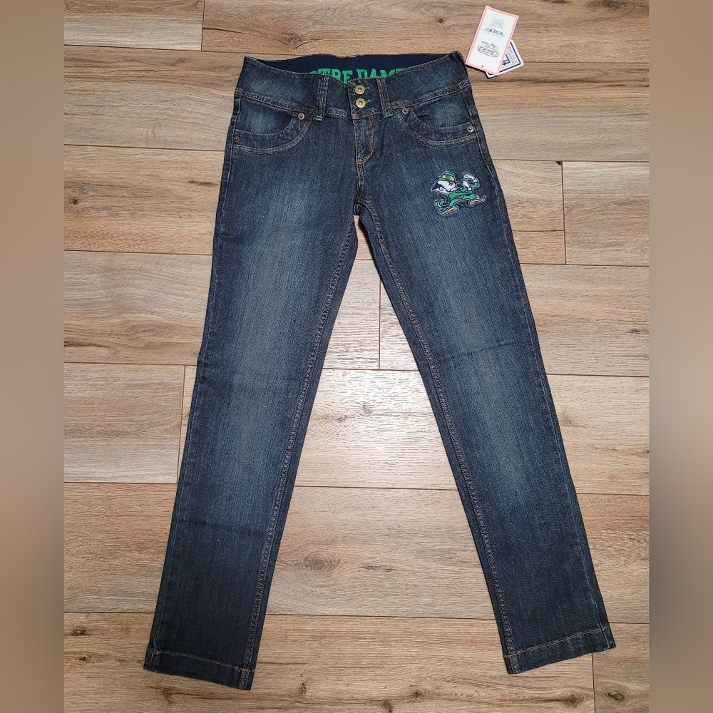 Notre Dame Fighting Irish Women’s Jeans Size 7 Blue Denim Pants Embroidered Logo